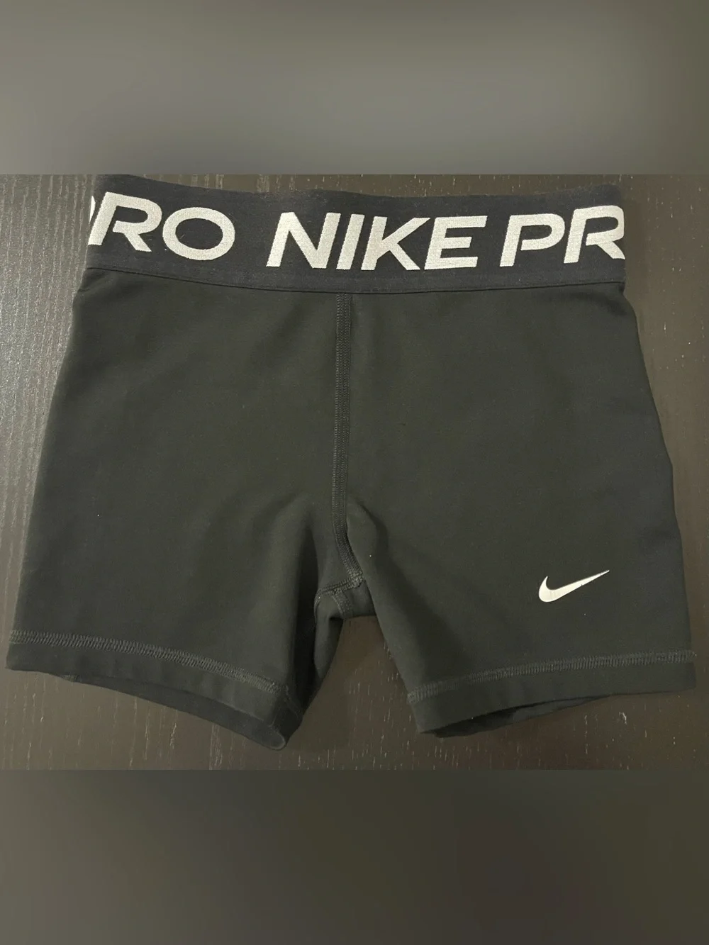 Nike Pro Girls Black Swim Compression Shorts with White Logo